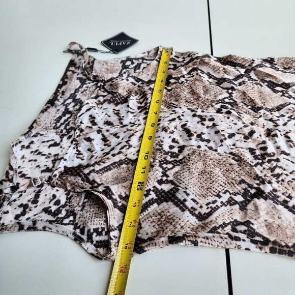 NWT Zaful Women's Sleeveless Sundress Snake Print Satin Mini Dress Brown Sz S - Picture 8 of 13